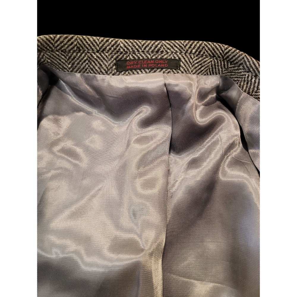 Vintage English Manor Wool Tweed Blazer Mens 44R Gray 2 Button Sport Coat Jacket - Picture 9 of 14
